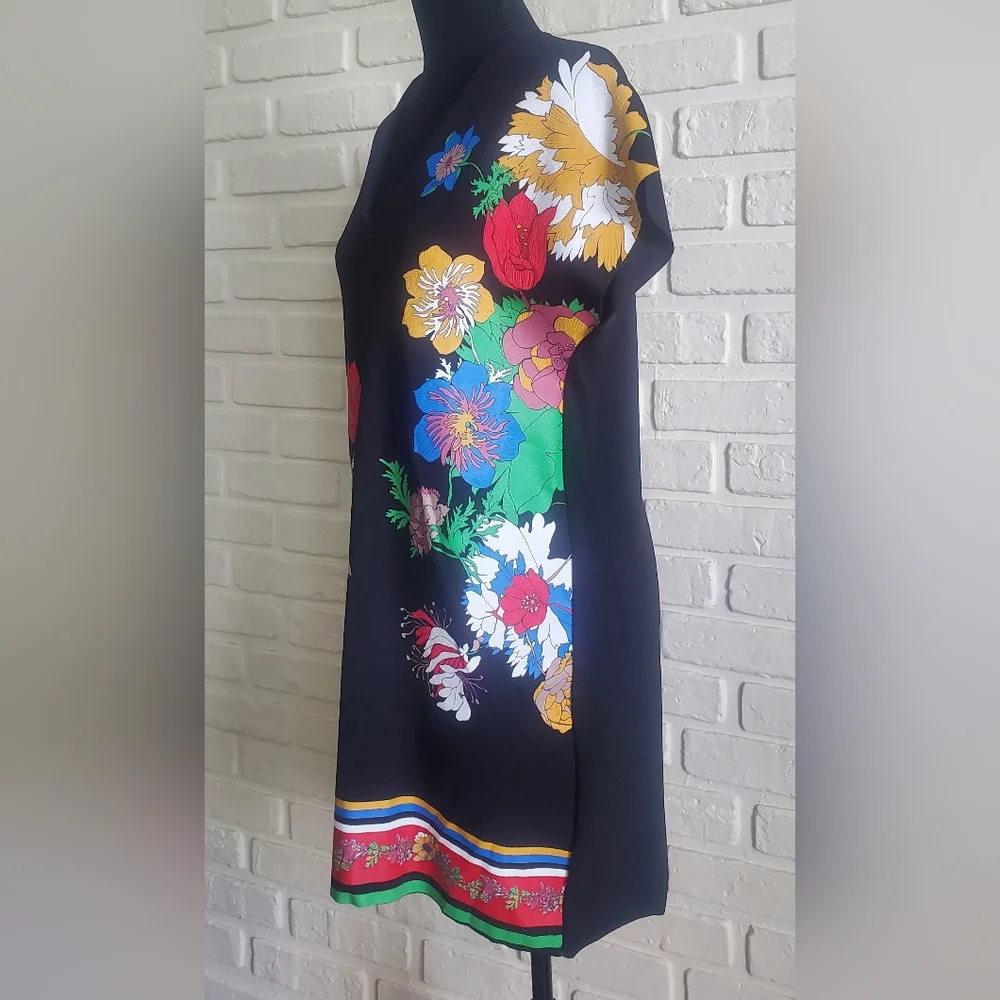 Zara Bold Floral Printed Tunic Dress Boho Cap Sleeves - Picture 5 of 14